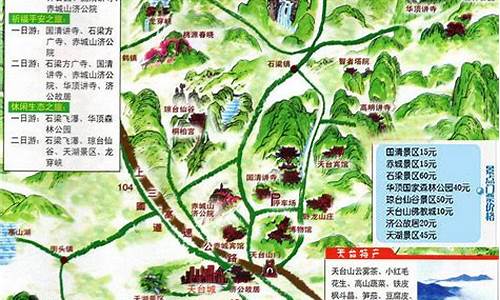 天台山旅游路线图_天台山旅游路线图手绘